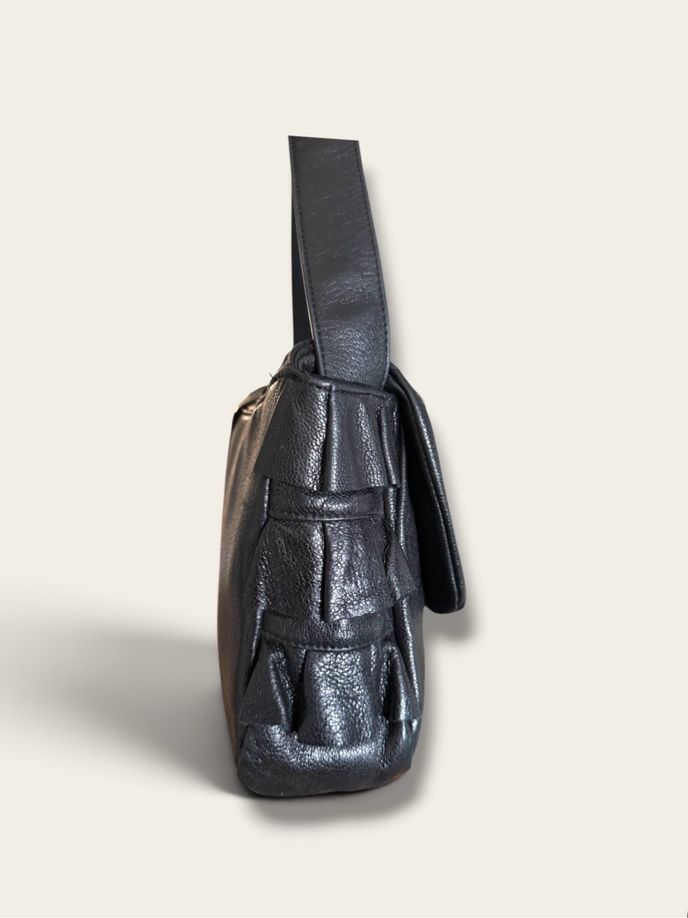Mayle Black Pleated Leather Shoulder Bag - Picture 5 of 15